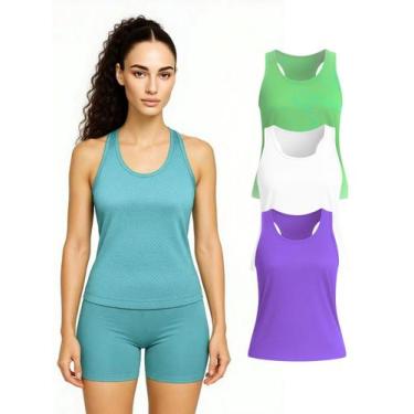 Imagem de Kit 3 Regata Nadador Dryfit Fitness Academia Cores Sortidas - Sunset C