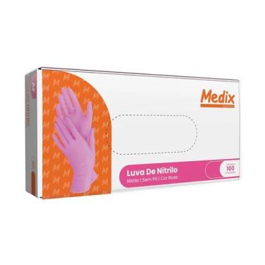 Imagem de Luva Nitrílica Rosa Sem Pó - Medix Brasil - 100 Unidades, P