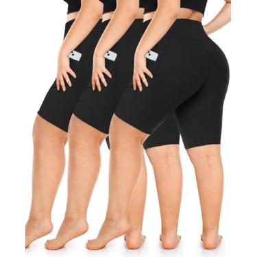 Imagem de Shorts Diu Life Biker Plus Size para mulheres de cintura alta, pretos