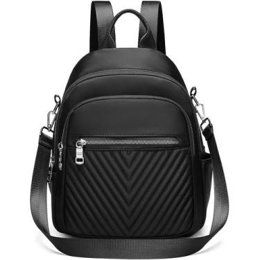 Imagem de Mochila feminina bolsa de ombro 2 em 1 mochila impermeável de náilon p