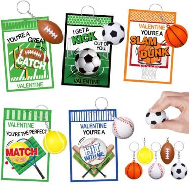 Imagem de Conjunto de cartões de dia dos namorados, chaveiro e bolsa para crianç