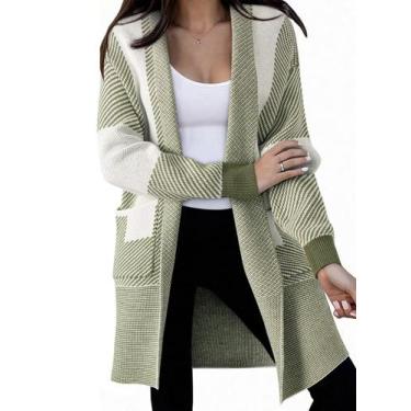 Imagem de Suéter de cardigã Astylish Women, longo e grande, bloco de cores