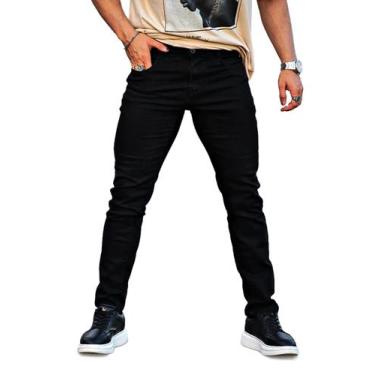 Imagem de Calças jeans Heyfanee Slim Fit elásticas para homens pretas 28x30