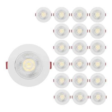 Imagem de Kit 20 Spot LED 5W Redondo Embutir Bivolt 3000K 4000K 6000K - ASUS