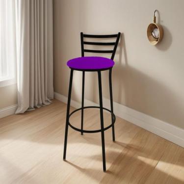 Imagem de Banqueta Alta Roma C/ Encosto - Moveraço, Assento Roxo