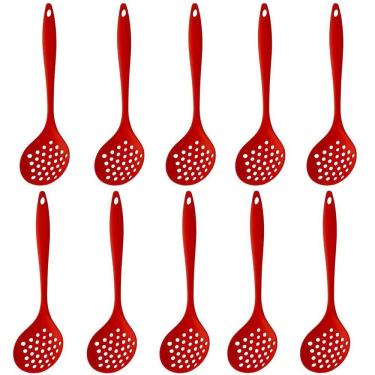 Imagem de Escumadeira De Silicone Vermelha Grande Kit 10 Un