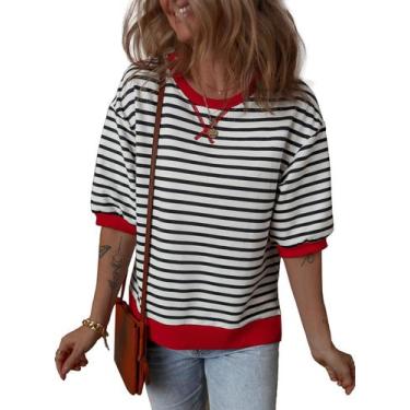 Imagem de Suéter feminino casual Dokotoo, gola redonda, tricotado, mangas 3/4