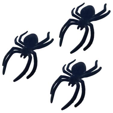 Imagem de Aranha Hallowen Camurça Kit 3 Uni Tarantula Dia Das Bruxas Festa Decoraçao Enfeite Pegadinha Susto Terror Medo