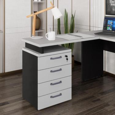Imagem de Gaveteiro de Escritório com Tampo Auxiliar 90cm com Chave 4 Gavetas Multimóveis CR25300