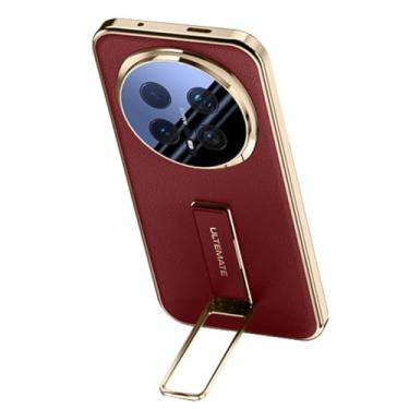 Imagem de HAOMRIYL Capa para Honor Magic 8 Pro/8, capa de couro com suporte de pulseira, luxuosa, galvanizada, à prova de choque, cobertura total de proteção de lente, vermelha, 8