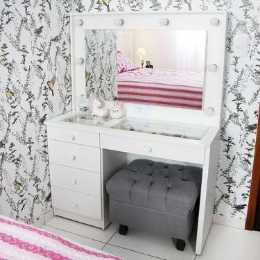 Imagem de Penteadeira Camarim Mdf Completa 5 Gavetas, espelho, vidro, parte elét