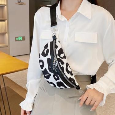 Imagem de Bolsa tiracolo feminina com estampa de vaca, bolsa de cintura versátil, bolsa de ombro leve e elegante para uso diário, Branco, Bolsas transversais