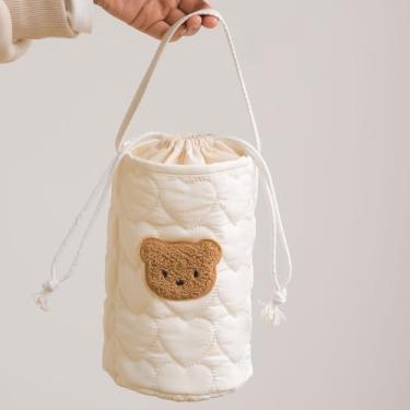 Imagem de Bolsa de lanche portátil portátil para carrinho de bebê acolchoada com cordão e bordado de panda perfeita para armazenamento essencial