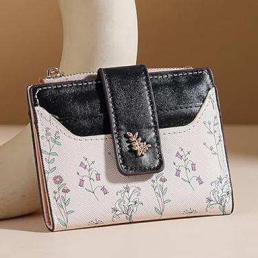 Imagem de Bolsa feminina curta estampada de couro com porta-cartões carteira zíper fivela verão clutch feminina preta, Preto, Tendência