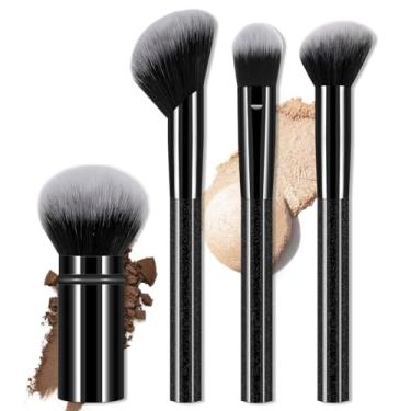 Imagem de 4 pincéis extensíveis de maquiagem corretivo, pincel de base, pincel de blush para líquido, creme e pó - polido, mistura e pincel facial
