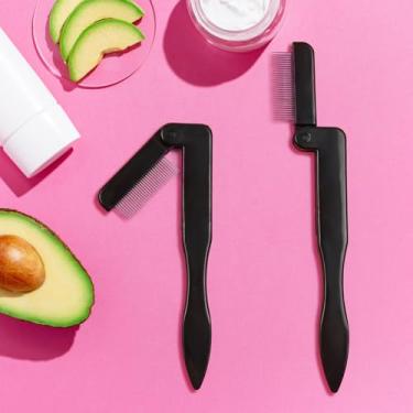 Imagem de Pente de cílios dobrável, pincel de maquiagem para maquiagem feminina, 2 peças de pente de rímel, separador de cílios para rímel, cílios, sobrancelha (preto)