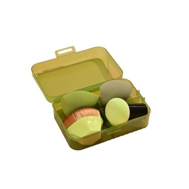 Imagem de 4 PCSF: pincel com esponjas de maquiagem, pincel de topo plano para mistura líquida de pó mineral pontilhado