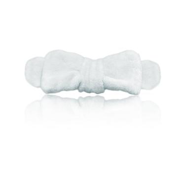 Imagem de Faixa de cabeça de spa, tiara de lã macia para maquiagem com laço fofo para lavar o rosto, máscara facial e chuveiros, azul claro