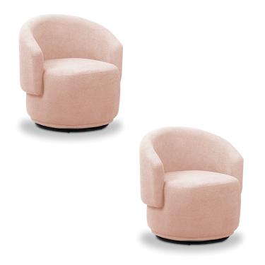 Imagem de Poltrona Decorativa Orgânica kit 2 Névoa Bouclê Rosê E03 - D'Rossi