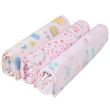 Imagem de Kit 3 Cueiros Papi Bebê Menino Menina 100% Algodão Macio, Menina