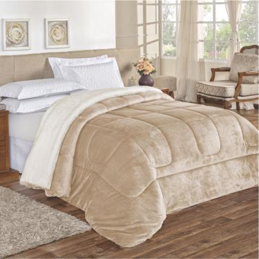 Imagem de Edredom Coberdron Solteiro Big Brother Sherpa Toque Lã Carneiro - Cáqui