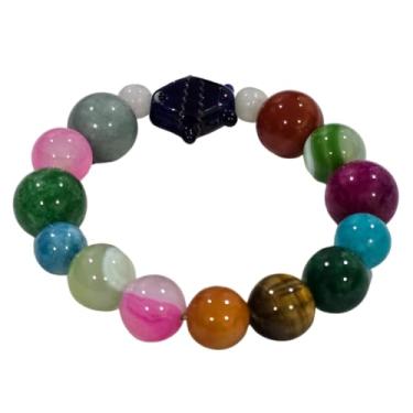Imagem de Heavens Tvcz Pulseira elástica de pedras preciosas naturais, contas de cristal mistas, comprimento interno de 15 cm, multicolorido