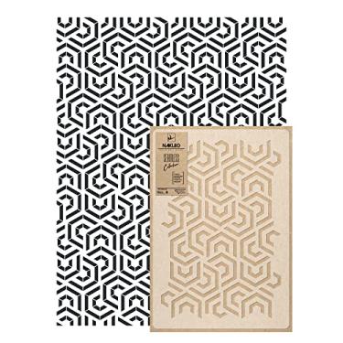 Imagem de NAKLEO Estêncil de pintura de parede, tamanho grande, 59 x 95 cm, espiral hexagonal, modelo de plástico reutilizável, papel de parede com padrão geométrico, decoração de casa faça você mesmo, móveis