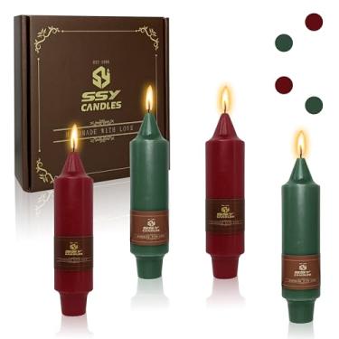 Imagem de Vela de Natal curta afunilada de 12,7 cm, castiçais vermelhos e verdes sem gotejamento, para decoração de casa, casamentos, estações festivas, férias