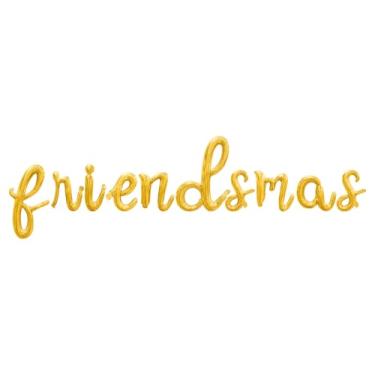 Imagem de Cursive Script Letter Balloons - FRIENDSMAS 16" Inch Alphabet Letters Foil Mylar Balloon Christmas Party Banner (Gold)