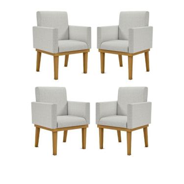 Imagem de Kit 04 Cadeiras Escritório Reforçadas Recepção Luxo Cinza