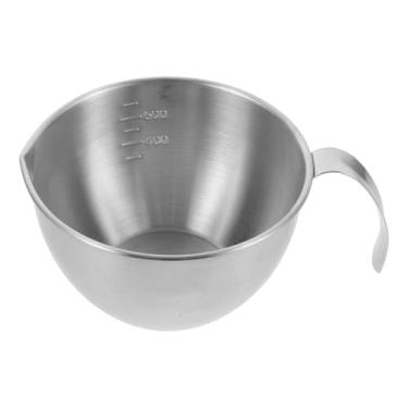 Imagem de Luxshiny Tigela de mistura de aço inoxidável com alça e bico de despejo, copo medidor de metal de 600 ml, jarra de café, tigelas de assentamento de salada com balança para assar leite