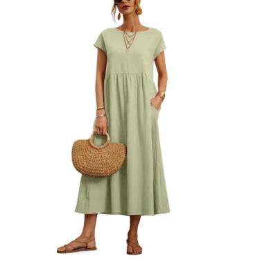 Imagem de Vestido WROLEM, casual de verão, de algodão com bolsos, feminino, 2024