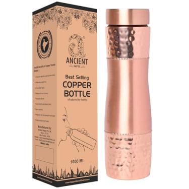 Imagem de ANCIENT IMPEX Garrafa de água de cobre puro boca larga 1000 ml | Garrafa de cobre ayurvédica à prova de vazamento de design simples para saúde, desintoxicação e hidratação