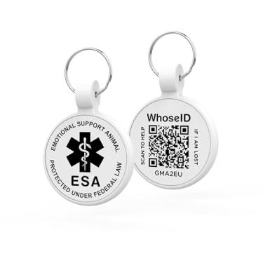 Imagem de Etiqueta de identificação de animal de estimação QR Code, etiqueta de silicone silenciosa de perfil online, placa de identificação de osso sem som, etiquetas de borracha duráveis leves à prova d'água, sem irritação, etiqueta antiperda para animais de estimação (ESA, branco)