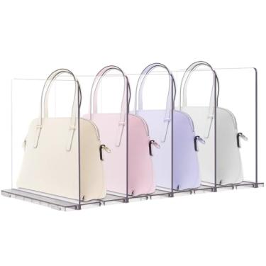 Imagem de LUMINFLY Suporte de exibição transparente, organizador de bolsa, divisória de prateleira de armário transparente, organizador de armazenamento de bolsa removível, solução de armazenamento de