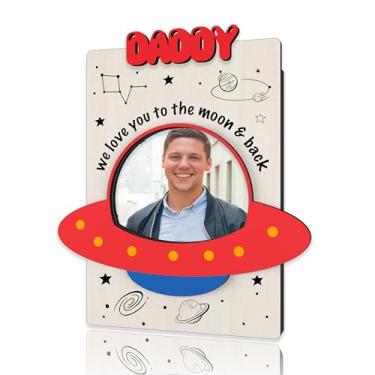 Imagem de DRWJPAT Porta-retrato magnético para papai, mini molduras magnéticas para geladeira e armário, Natal, aniversário, dia dos pais, presente de ação de graças para o pai, ímãs de madeira para