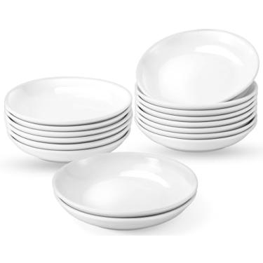 Imagem de PIEMEET 16 pratos de cerâmica para aperitivos, pratos de sobremesa brancos de 15 cm, pequeno prato de porcelana para aperitivos, prato de salada redondo branco para bolo, pão, sorvete, lanches
