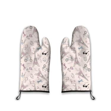 Imagem de Luvas de forno resistentes ao calor, resistentes ao desgaste, fáceis de limpar, com forro de algodão grosso para grelhar, cozinhar, assar, 2 peças