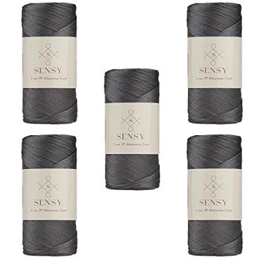 Imagem de 5 novelos de Sensy Premium 2 mm 251 jardas corda de poliéster 100% fio de polipropileno cordão de macramê 2 mm cordão de crochê corda de macramê fio de crochê presente para tricô (antracite)