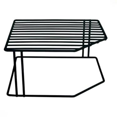 Imagem de Organizador Suporte de Pratos Horizontal 2/3 Andares Armário Mor Branco/Preto(suporte preto 2 andares)