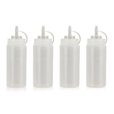 Imagem de WELKOR Garrafas de apertar para molhos, dispensador de condimentos à prova de vazamento, conjunto de garrafas de espremer de restaurante sem BPA com boca larga para ketchup, mostarda, xarope e molhos