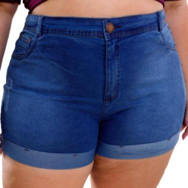 Imagem de Short Jeans Perna Dobrada Plus Size Tamanho Grande com Lycra - Karha J