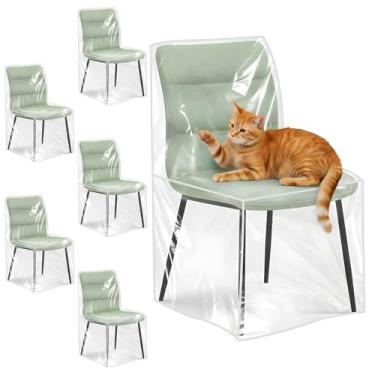 Imagem de Capas de cadeira para cadeiras de jantar, pacote com 6, capas de plástico para cadeiras protetoras de assento à prova d'água, Fundas para Sillas de Comedor 6 - 53 cm C x 50 cm L x 55 cm A, protege