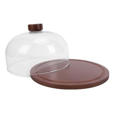Imagem de YOUTHINK Suporte de Bolo de Madeira Com Cúpula de Vidro, Base Giratória para Exibição e Corte, Suporte Redondo de Sobremesa de 11,61 pol. para Casamentos, Aniversários e Festas