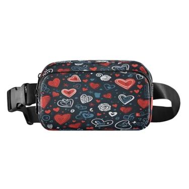 Imagem de CEBUGI Mini pochetes de caminhada para homens e mulheres, dia dos namorados, corações modernos, resistentes à água, com cinto ajustável para treino, viagem, corrida