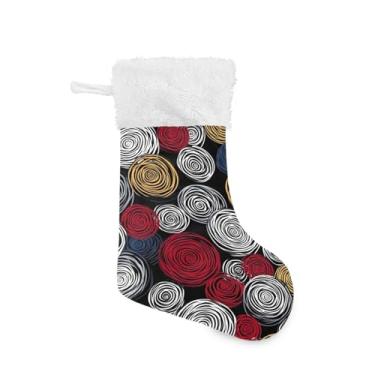 Imagem de Wassud Meia de Natal fofa com punho branco redemoinho colorido 45,7 cm grande para decoração de lareira de lareira pacote com 2