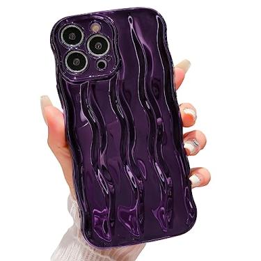 Imagem de Capa de telefone com moldura ondulada encaracolada projetada para iPhone 15 Pro Max, linda estampa de ondulação de água brilhante, TPU macio, ajuste fino, capa traseira para mulheres e meninas