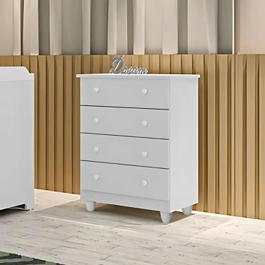 Imagem de Cômoda Lara Compacta Moderna 4 Gavetas Em Mdf Alta Qualidade Cor:branco