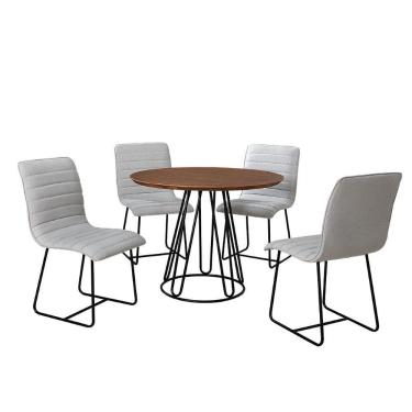 Imagem de Sala De Jantar 1,00M Base Preta Com 04 Cadeiras Cinamomo