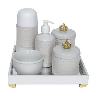 Imagem de Kit Higiene Completo Porcelana Garrafa Térmica Coroa Dourada